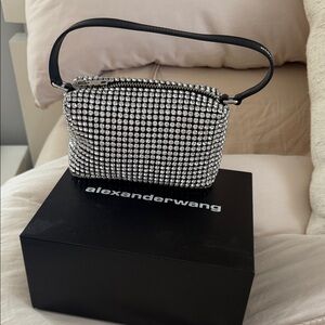 Alexander Wang Black and Silver Crystal Clutch